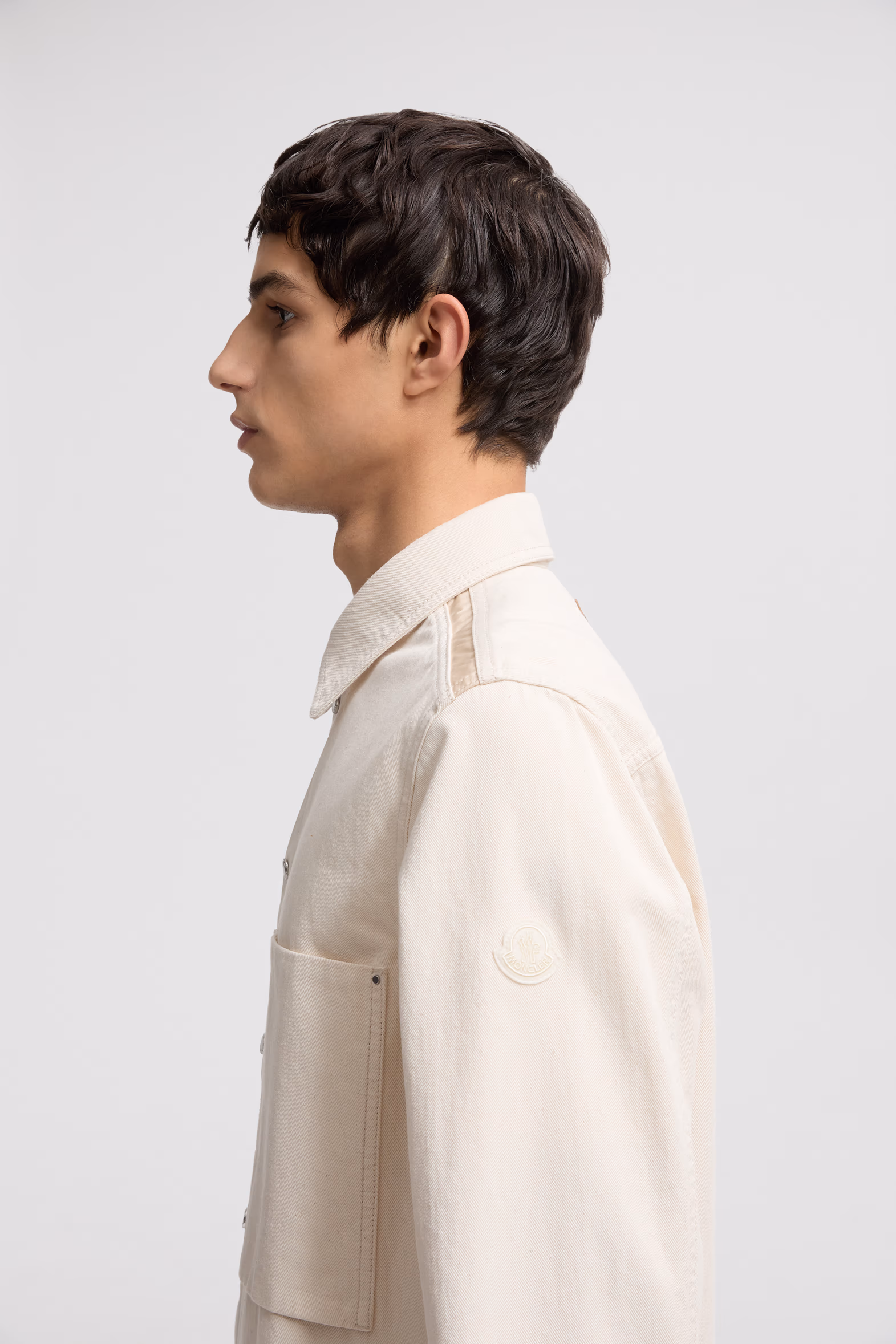 Denim Long Sleeve Shirt Men White Ivory Moncler 4